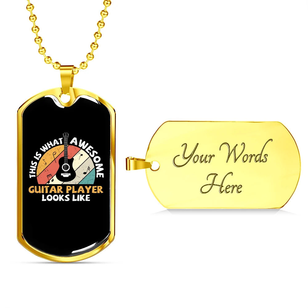 Musician Necklace Awesome Personalized Engraved Gold Dog Tag Necklace Custom Na